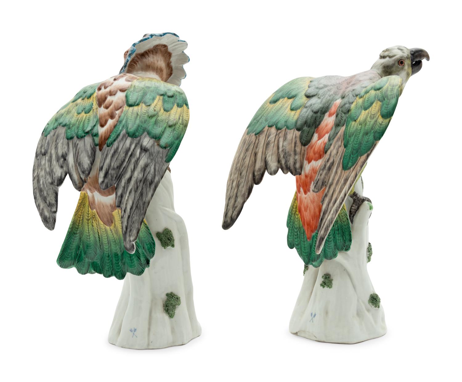 A Pair of French Porcelain Bird Ornaments
