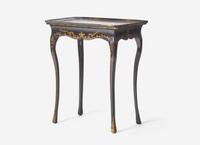 A Louis XV Ebonized and Parcel Gilt Dished-Top Side Table