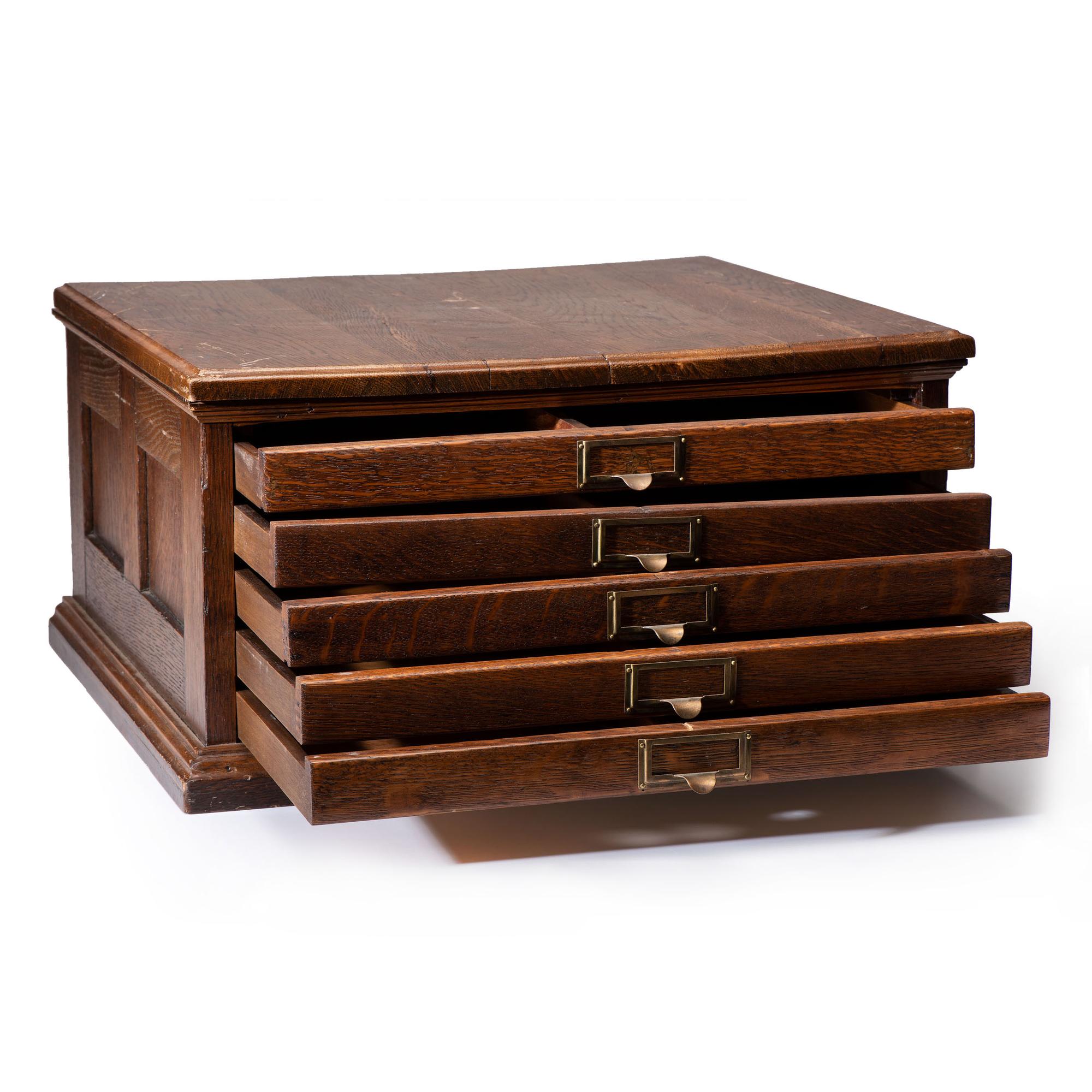 An Oak Five-Drawer Flat File Cabinet