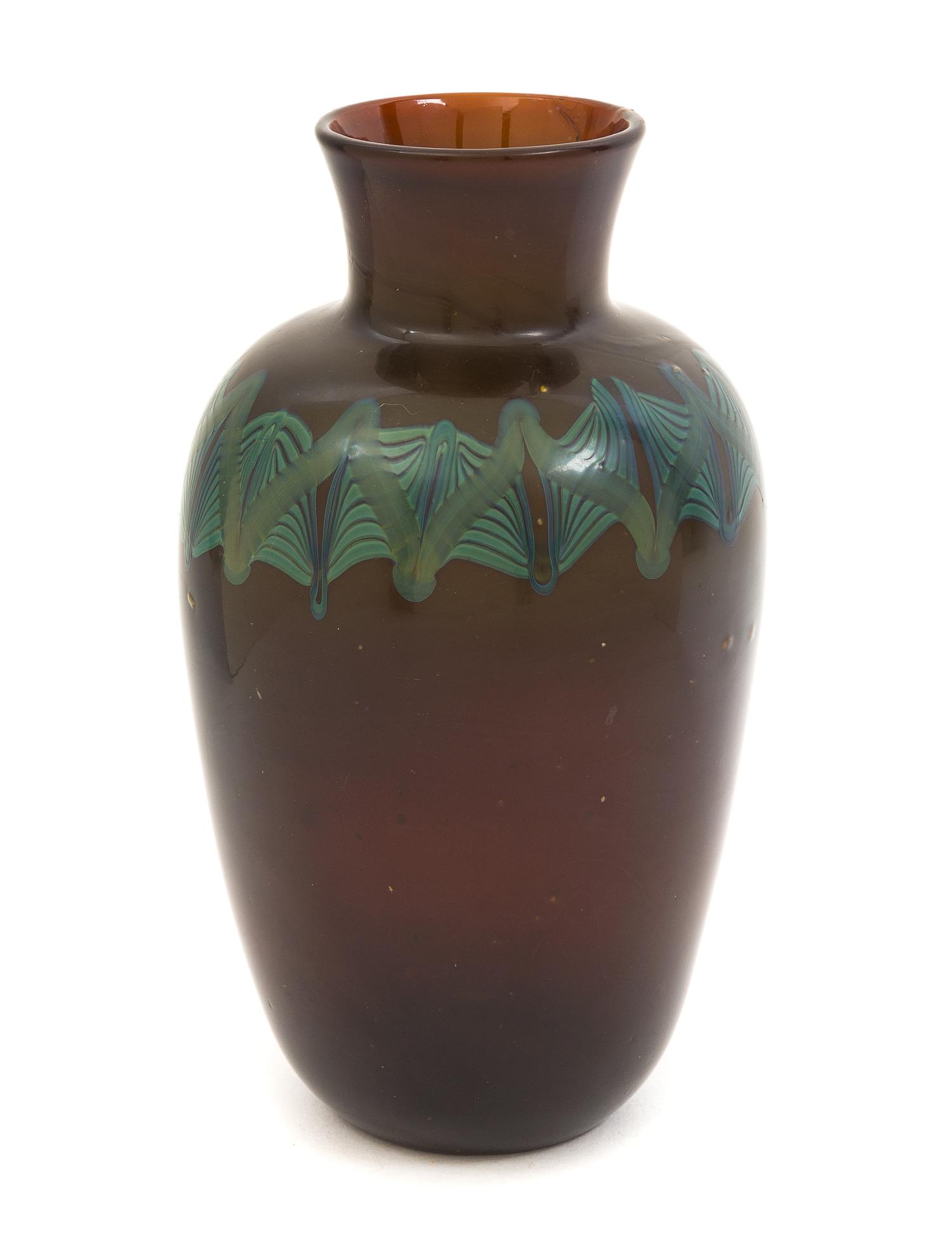 A Tiffany Studios Favrile Tel-El Amarna Vase Height 8 3/4 inches.