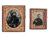 [CIVIL WAR]. A pair of tintypes of Union infantrymen, comprising: