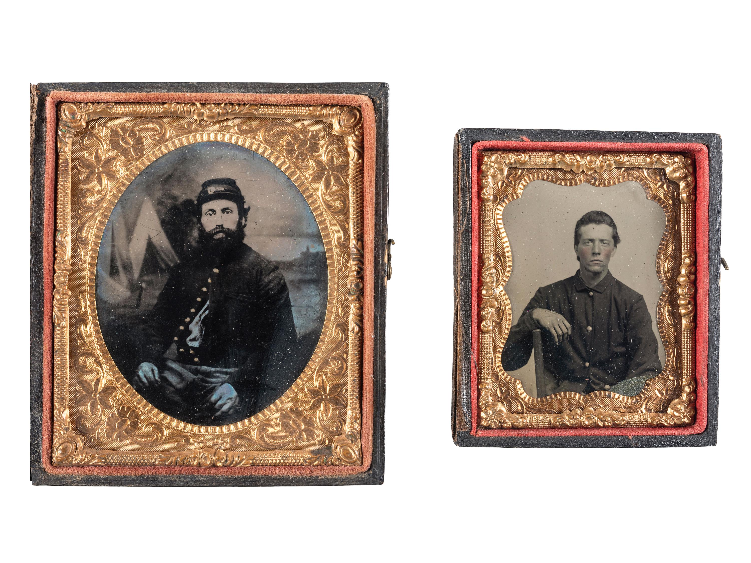 [CIVIL WAR]. A pair of tintypes of Union infantrymen, comprising: