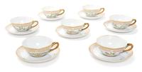 Eighteen Royal Copenhagen Flora Danica Teacups and Saucers Diameter 6 inches.