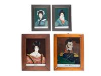 Four Reverse-Painted Glass Portraits