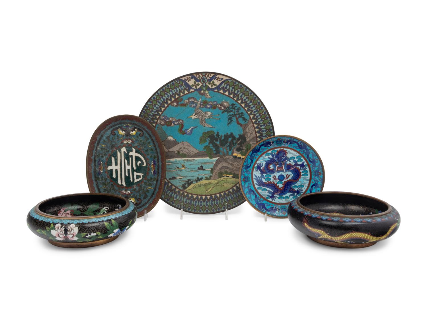 Five Chinese Cloisonné Enamel Wares
