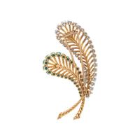 DIAMOND AND TURQUOISE FEATHER BROOCH