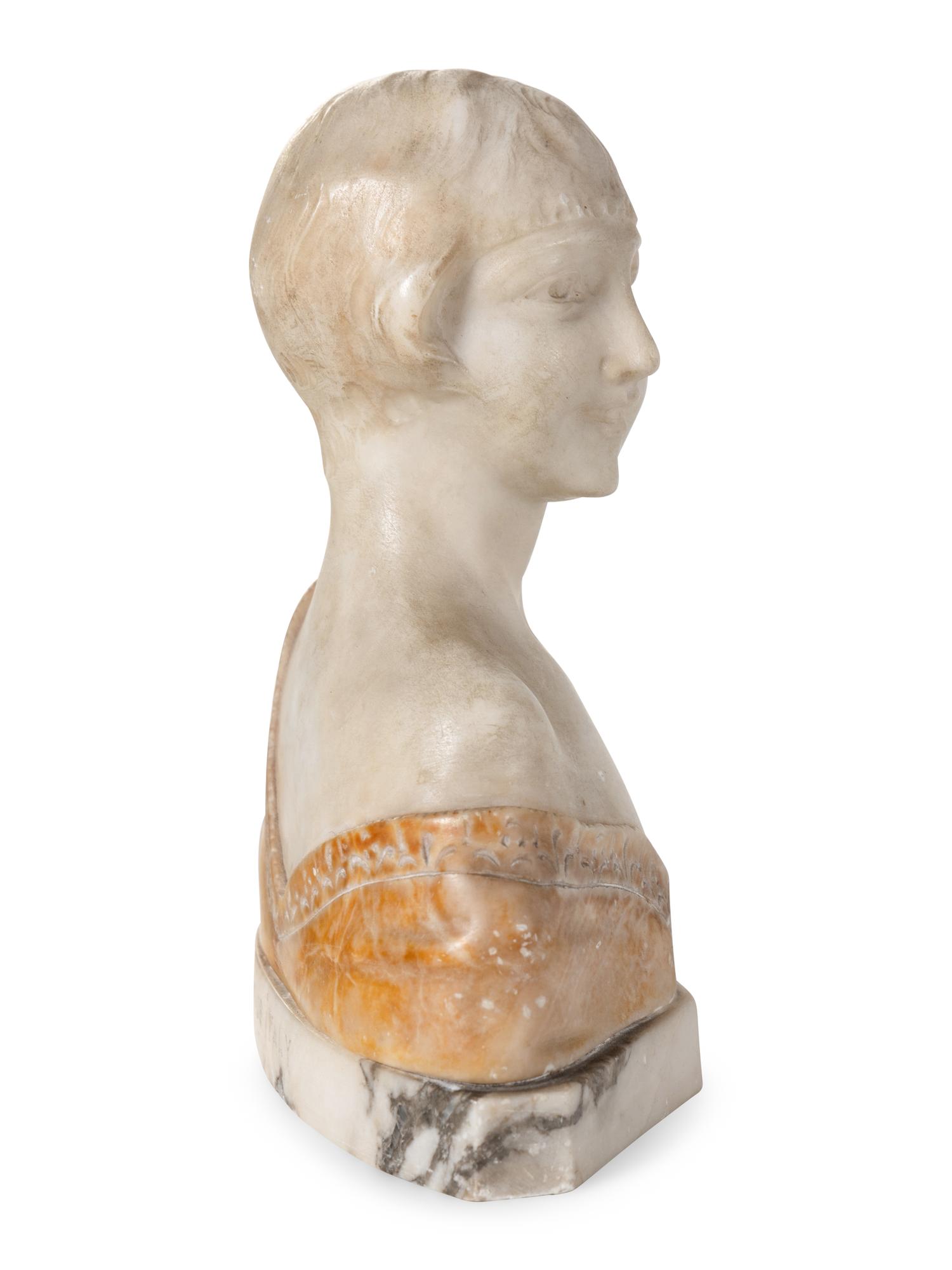 Two Continental Variegated Marble Busts of Women