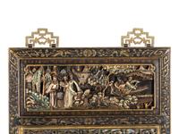 A Chinese Carved and Lacquered Wood Mirror