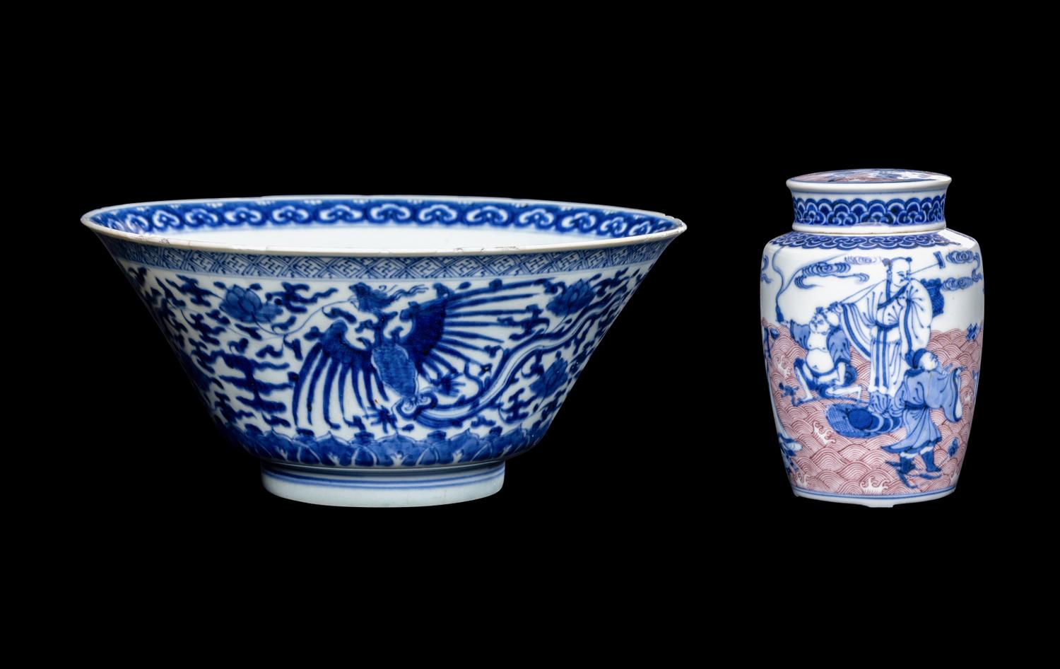Two Chinese and Japanese Blue and White Porcelain Wares