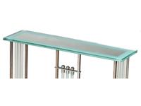 A Pair of Chrome and Glass Console Tables