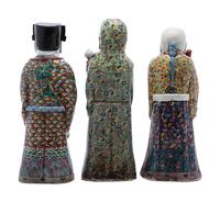 Three Chinese Famille Rose Porcelain Figures of Immortals