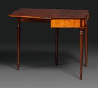 A Federal Birch Veneered and Inlaid Mahogany Game Table
