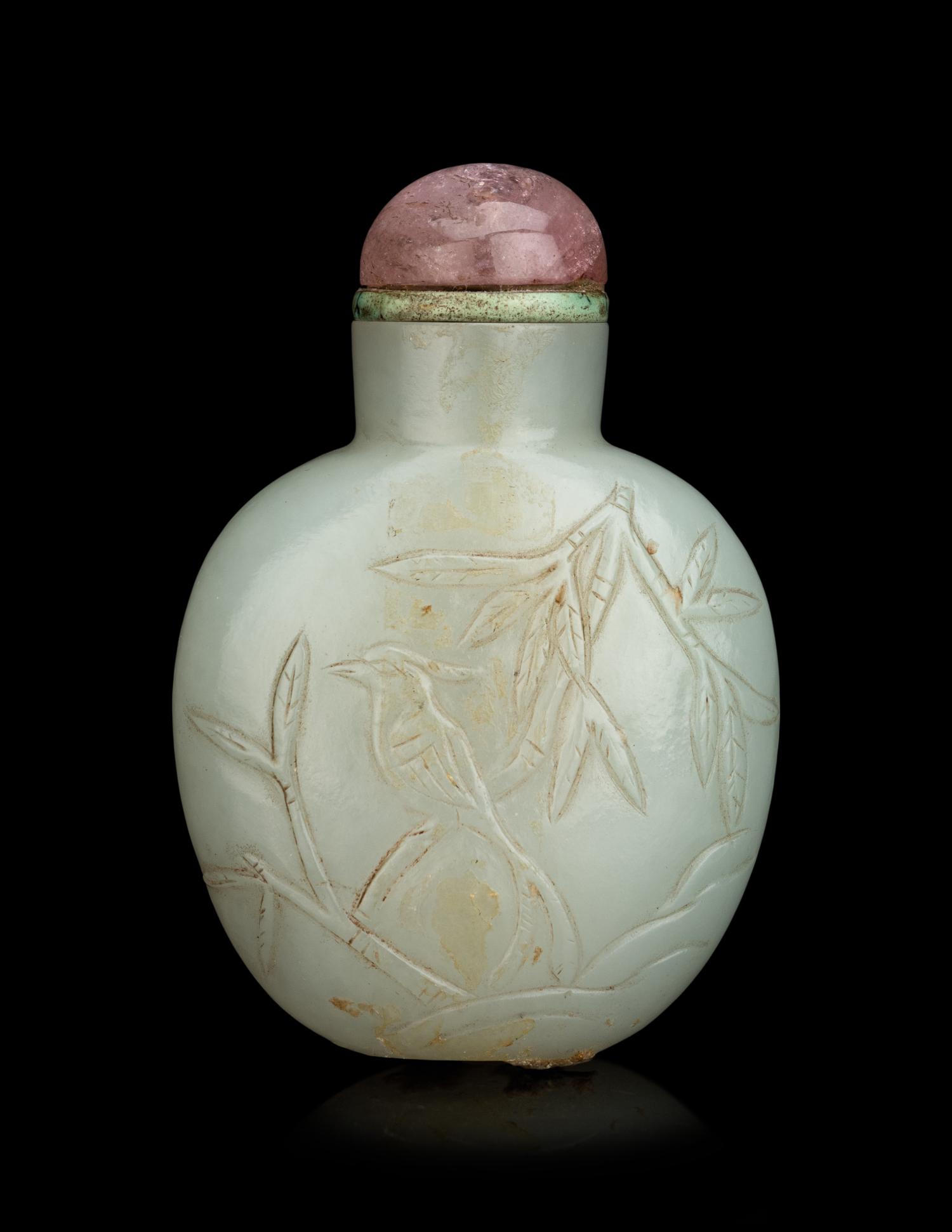 A Chinese Pale Celadon Jade Snuff Bottle