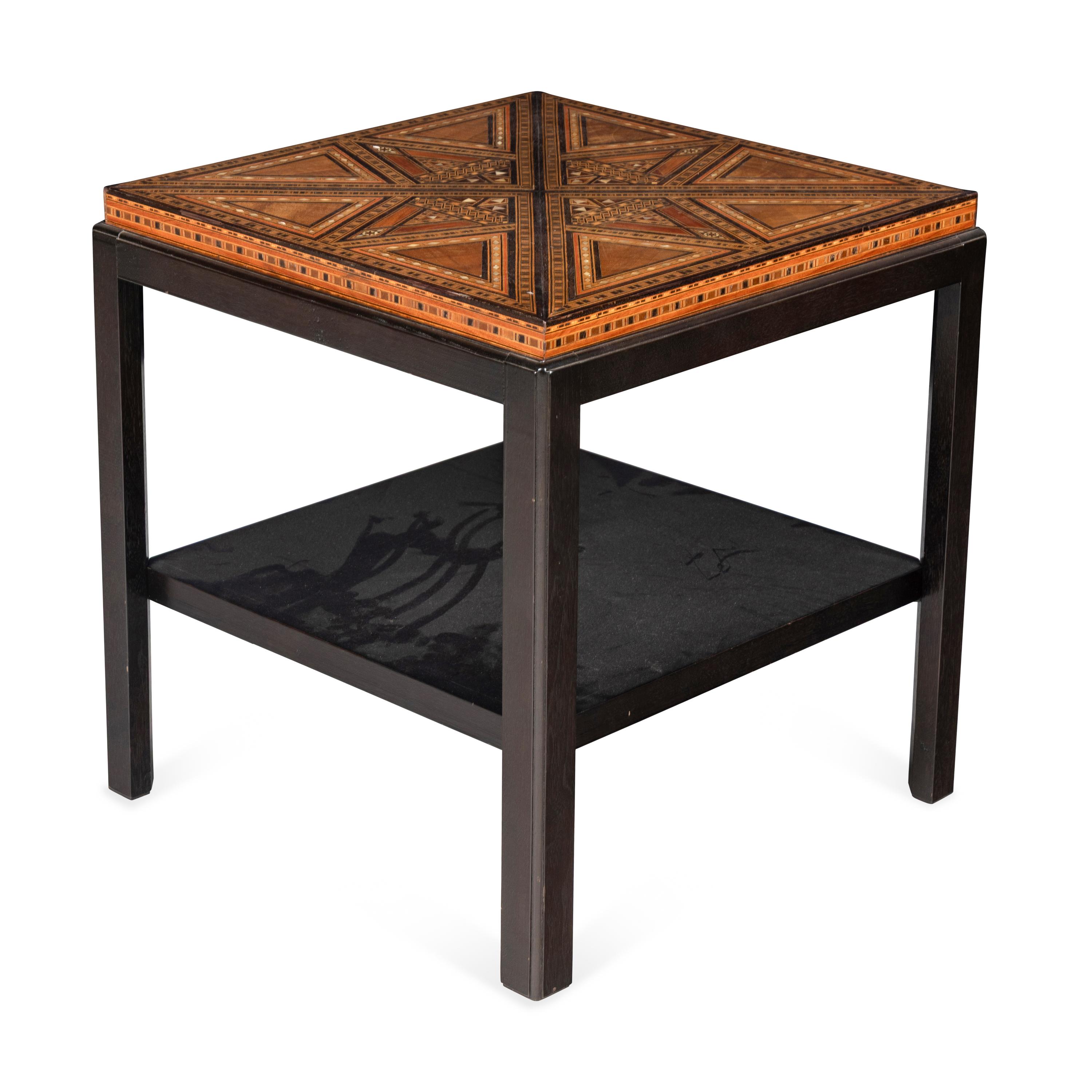 A Levantine Marquetry Table Top on a Later Stand