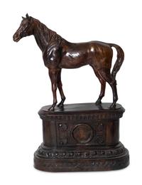 A Large Cast Bronze Horse Sculpture on Elaborate Plinth