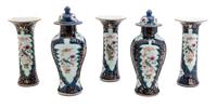A Chinese Export Porcelain Five-Piece Garniture Height of tallest 9 1/2 inches. — 19TH CENTURY