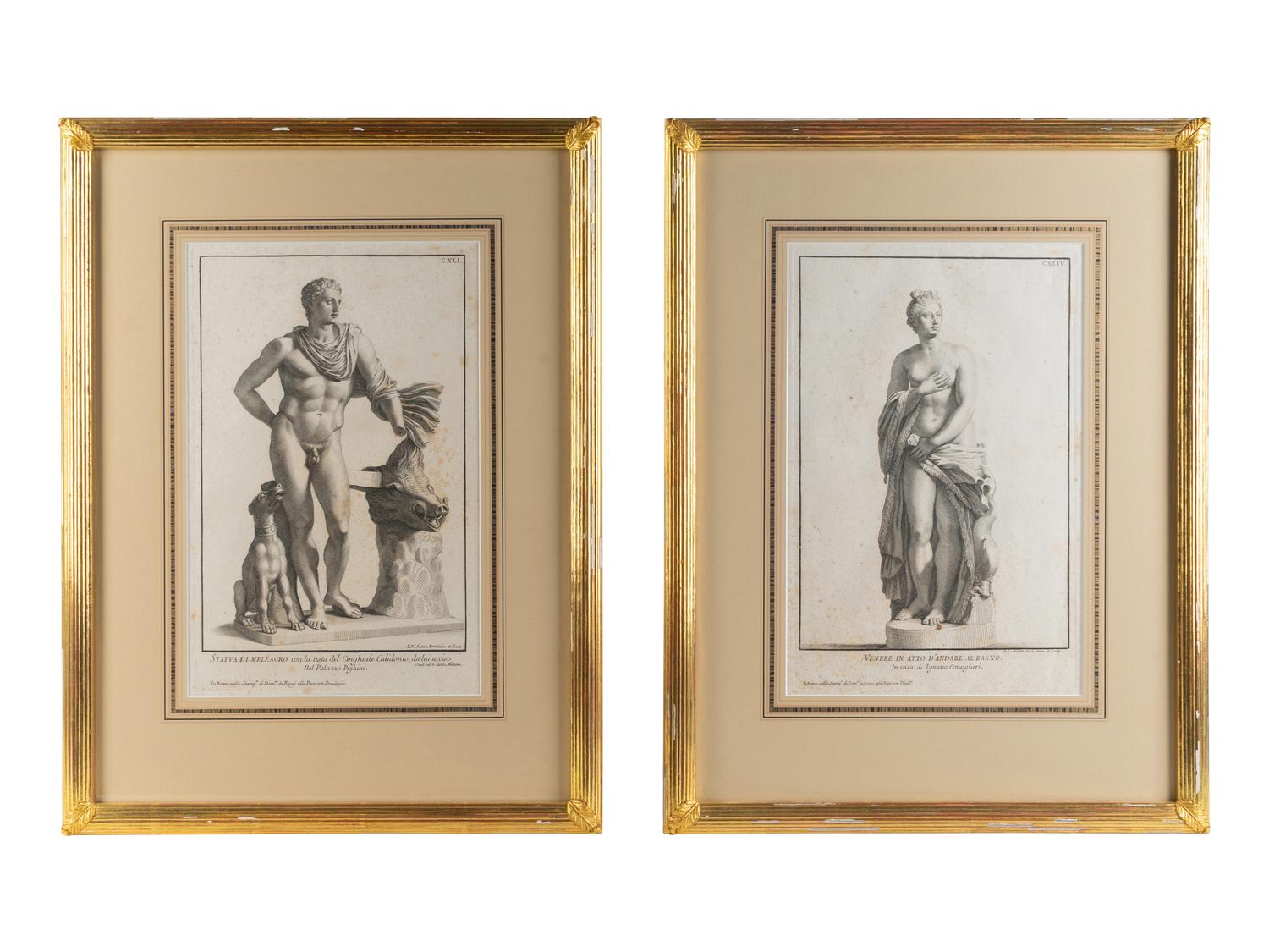 A Pair of Italian Engravings Depicting Classical Sculptures — 19th/20th Century