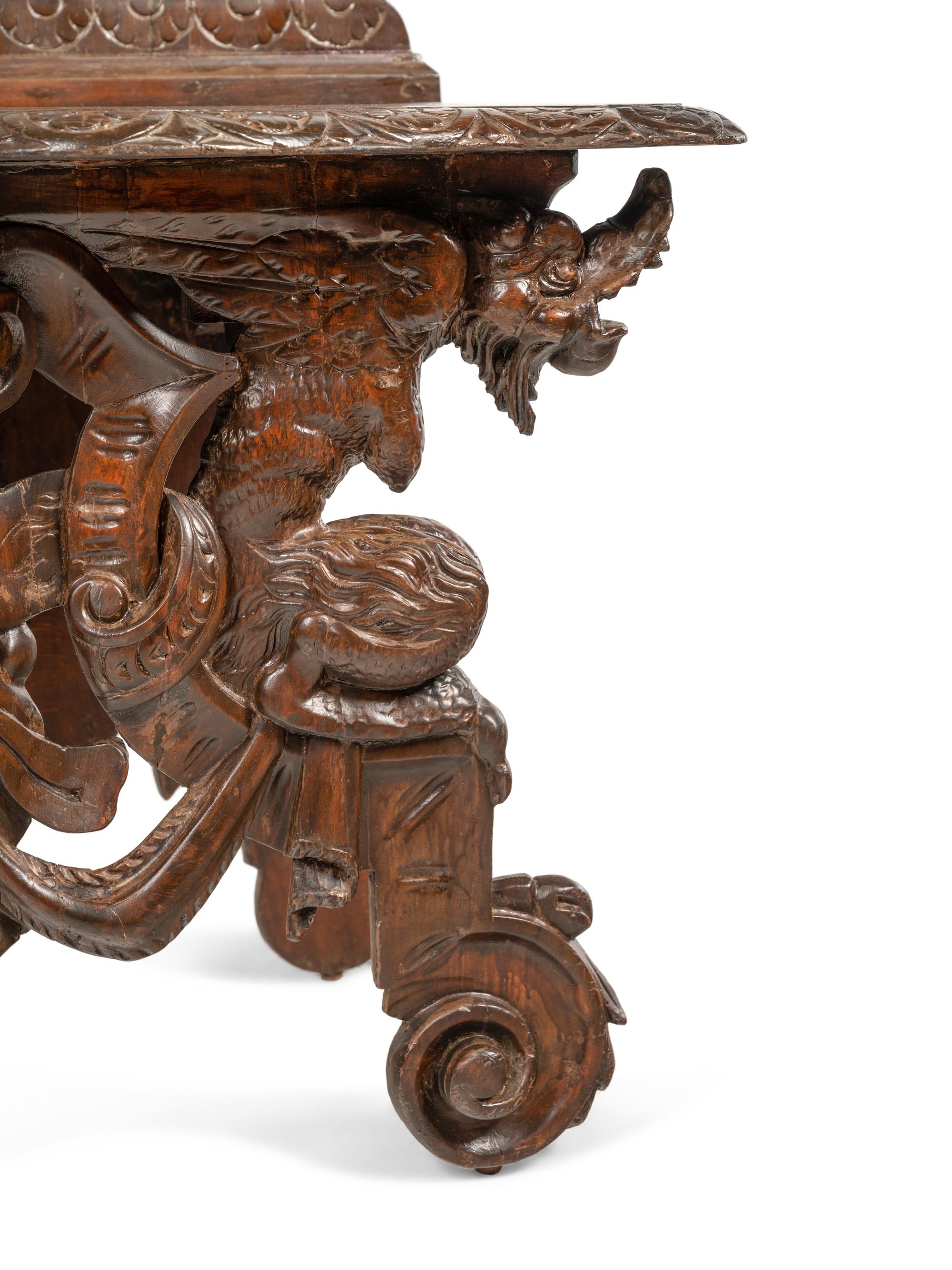 An Italian Baroque Style Carved Walnut Hall Bench