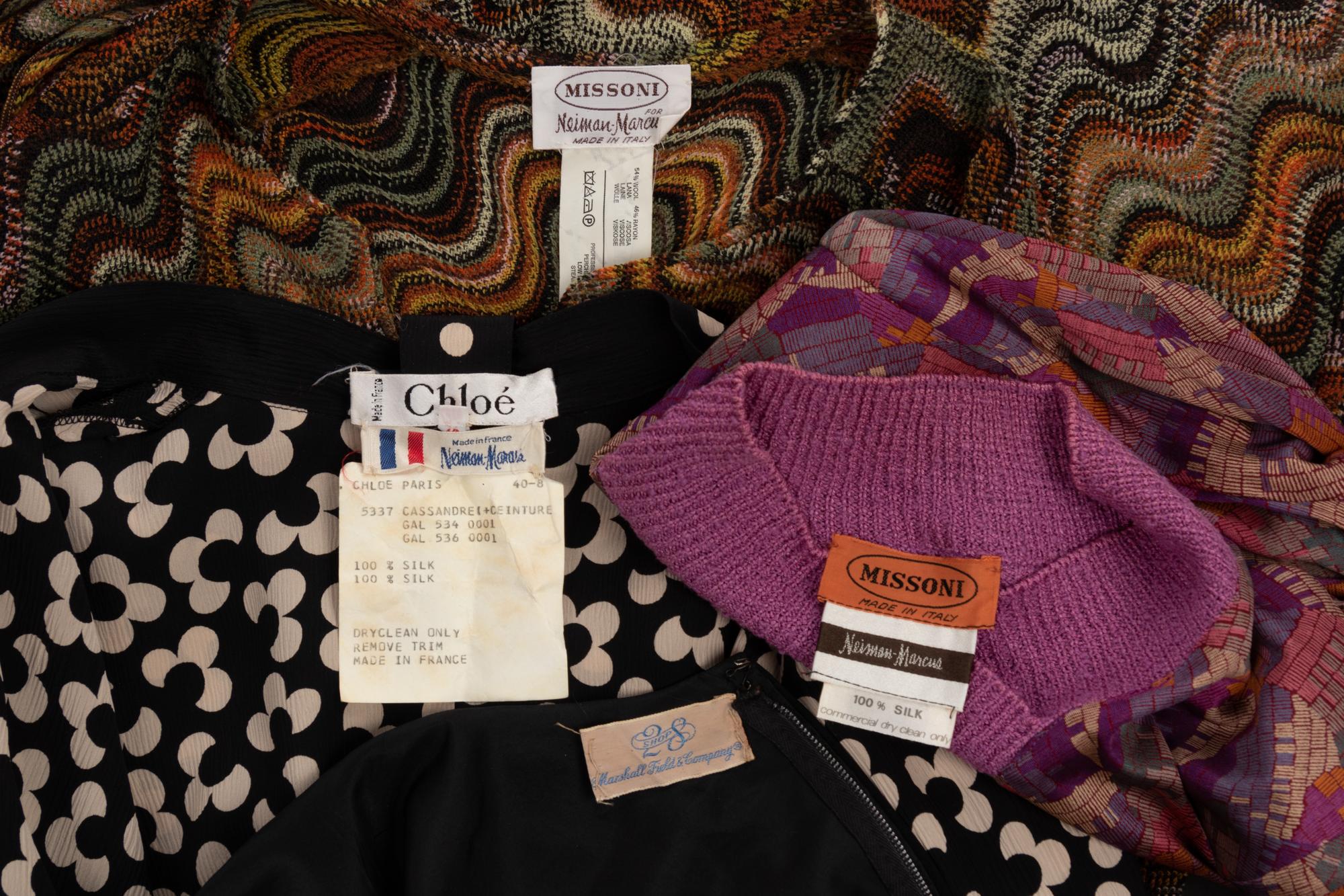 Four Vintage Dresses: One Chloé, One Irene, Two Missoni, 1950s-1980s