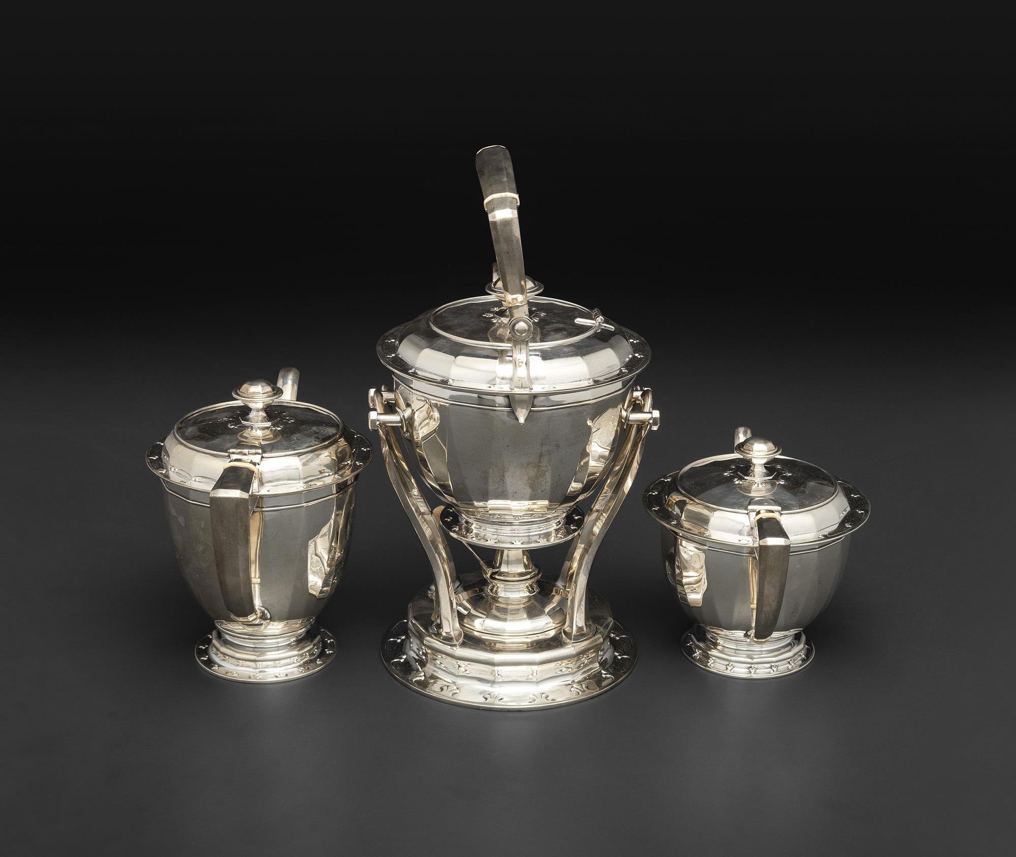 An American Silver Seven Piece Tea and Coffee Service with Matching Tray