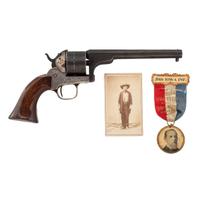 Moore 7-Shot Revolver Inscribed to Lt. Col. J.B. Leake - POW - with CDV and GAR Badge