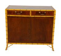 A Faux Bamboo and Mahogany Side Cabinet
