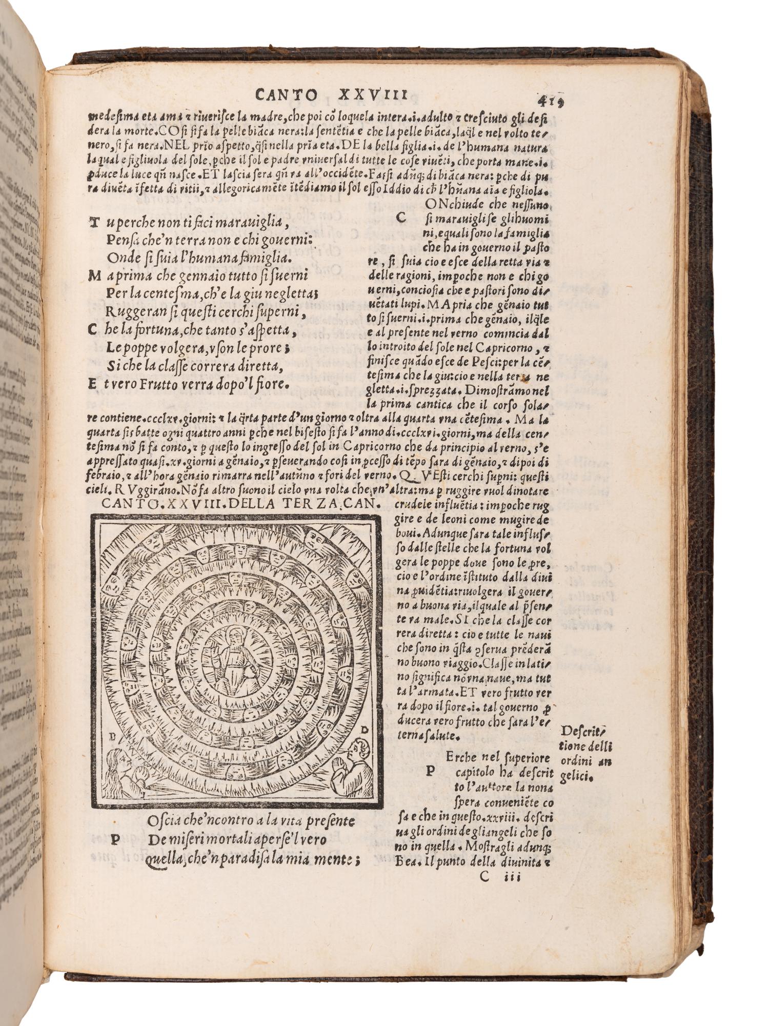 [BINDING -- FUGGER BINDER]. DANTE ALIGHIERI (1265-1321). Comedia...con la Dotta & Leggiadra Spositione di Christophoro Landino . Venice: Bernardino Stagnino, 1536.