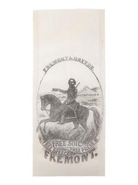 [POLITICS]. Silk campaign ribbon promoting Fremont & Dayton. Ca 1856.