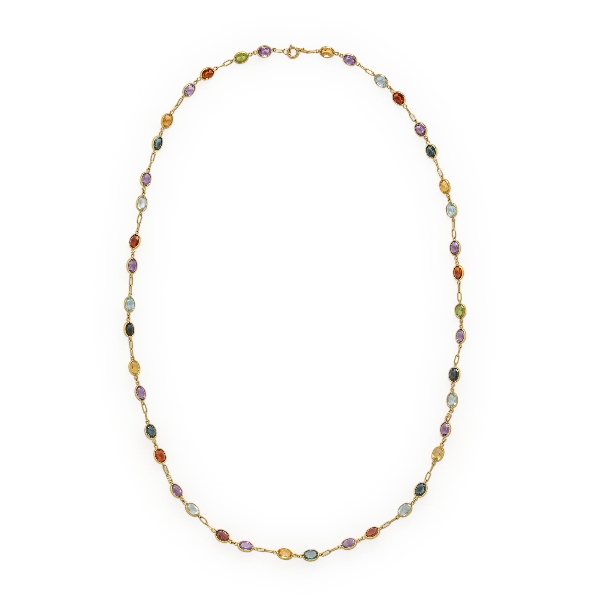 Multigem and Yellow Gold Necklace