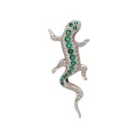 DIAMOND AND EMERALD SALAMANDER BROOCH
