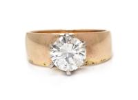A Yellow Gold, Platinum and Diamond Solitaire Ring, 3.90 dwts.