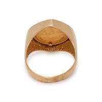 YELLOW GOLD, COIN AND DIAMOND RING
