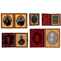 [EARLY PHOTOGRAPHY - PORTRAITURE]. A group of 19 cased images featuring men, women, and children, including:
