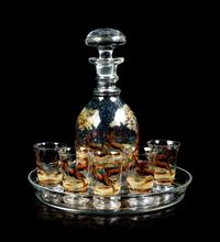 A Continental Enameled Glass Drink Service