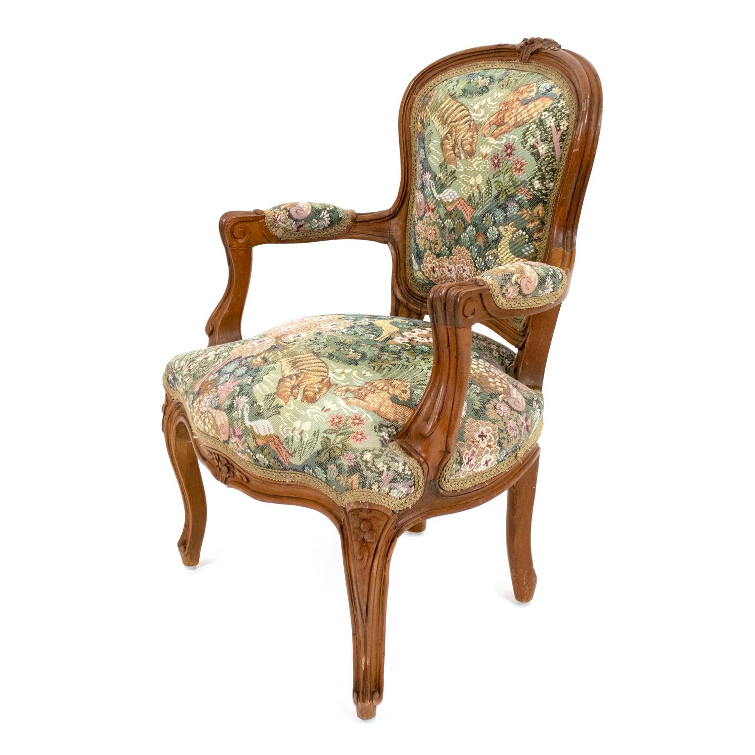 A Louis XV Style Carved Mahogany Diminutive Fauteuil — 20TH CENTURY