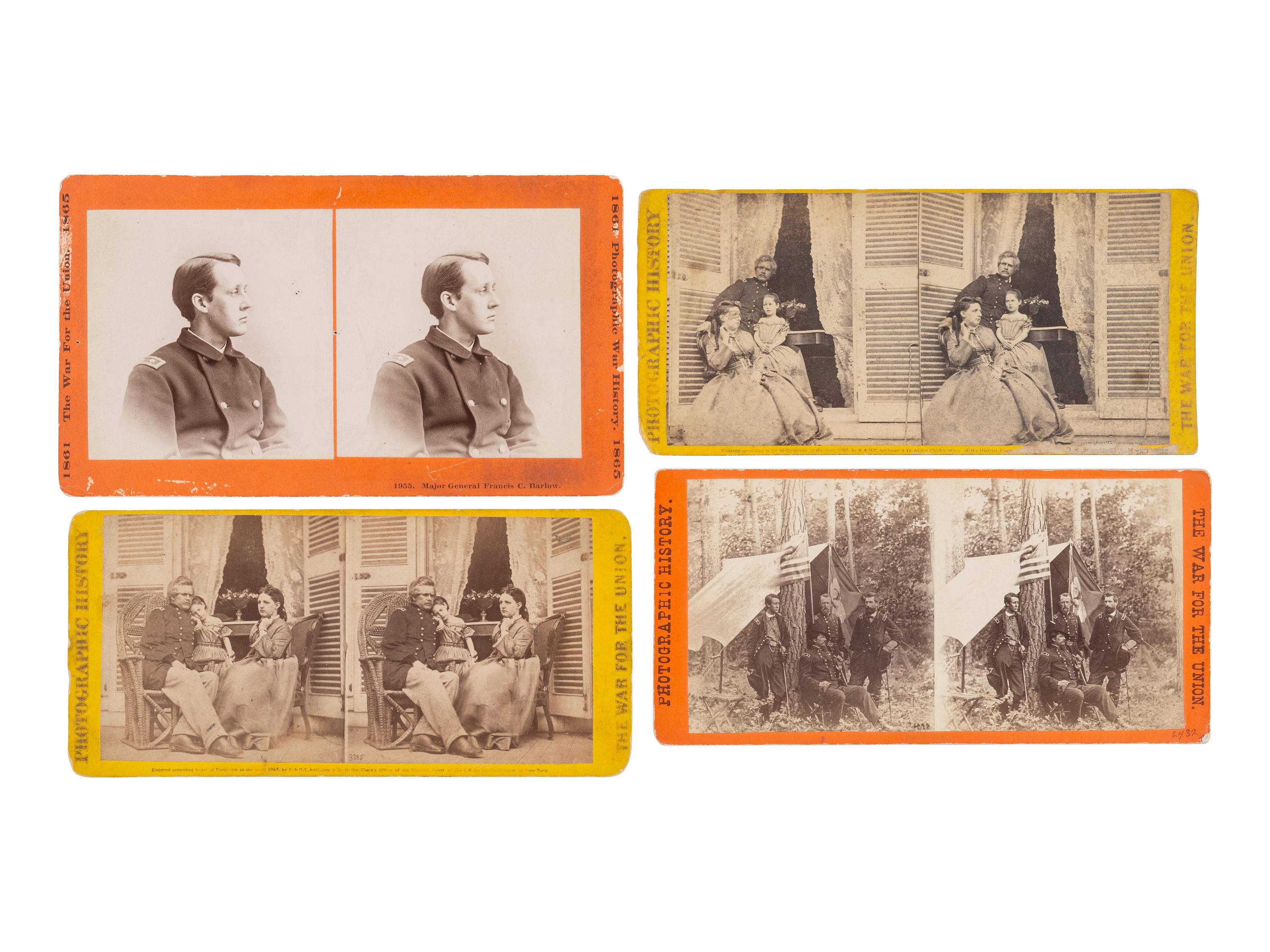 [CIVIL WAR]. A group of stereoviews featuring Union generals and personalities, incl. General Sickles & his staff.