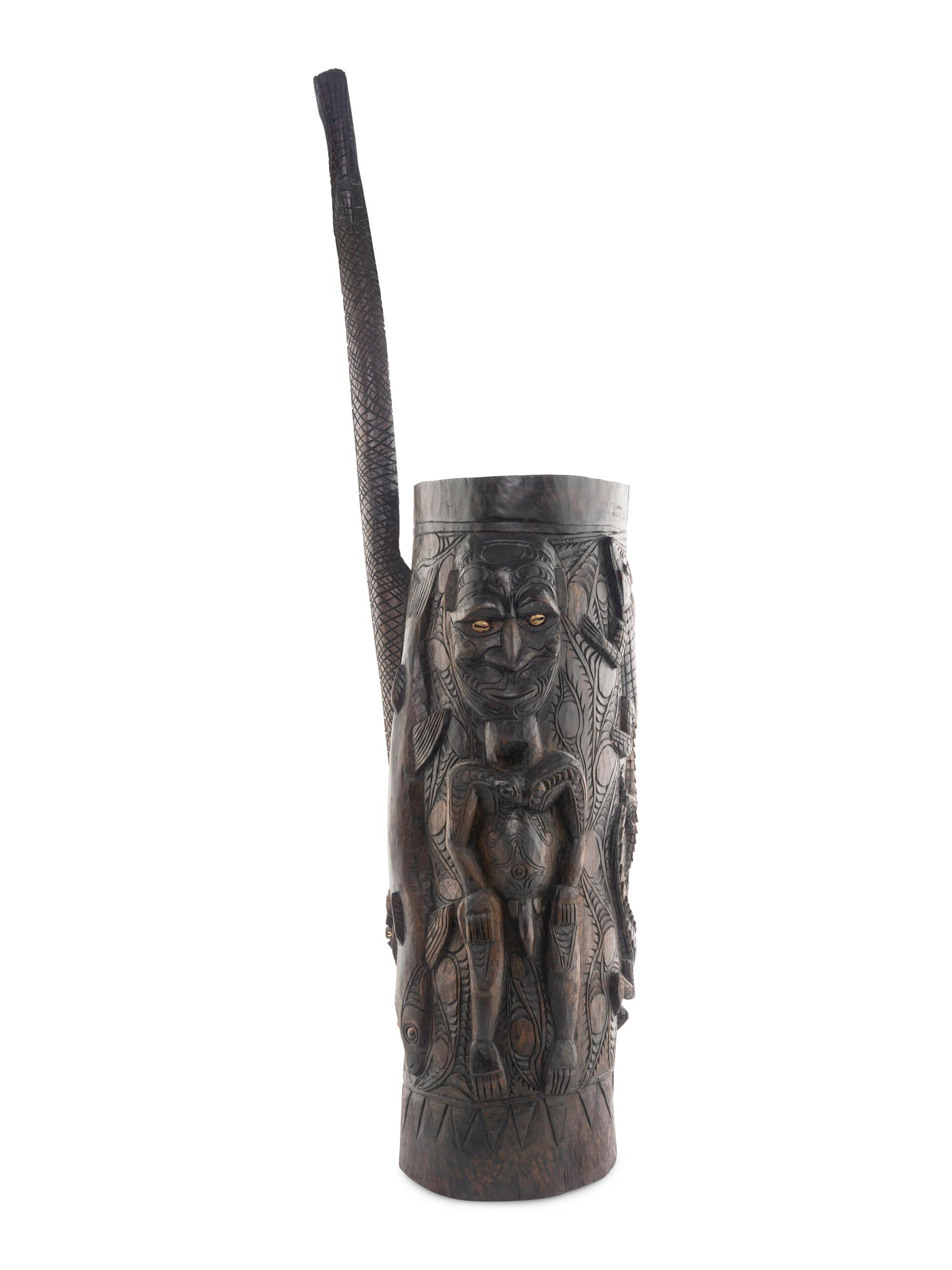 A Tribal Carved Vessel with Crocodiles