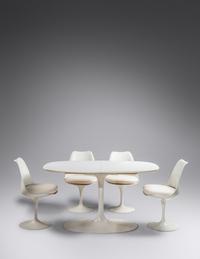 Four Tulip Dining Chairs Knoll, USA with associated Maurice Burke for Arkana Dining Table