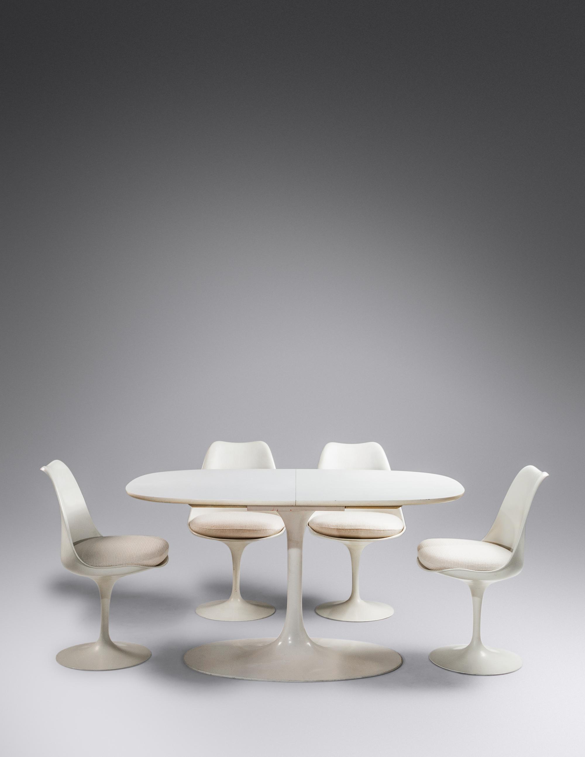 Four Tulip Dining Chairs Knoll, USA with associated Maurice Burke for Arkana Dining Table