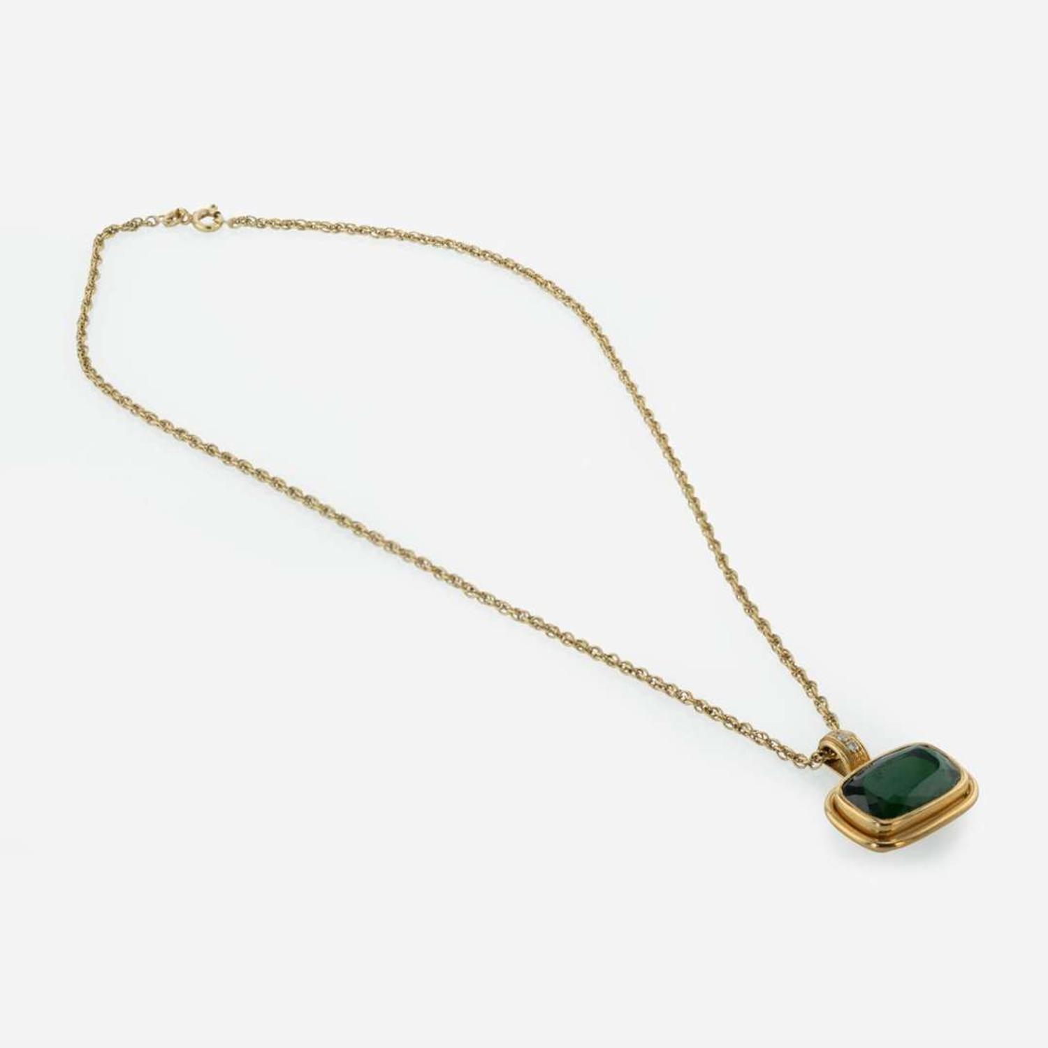 Two Yellow Gold and Gemstone Necklaces