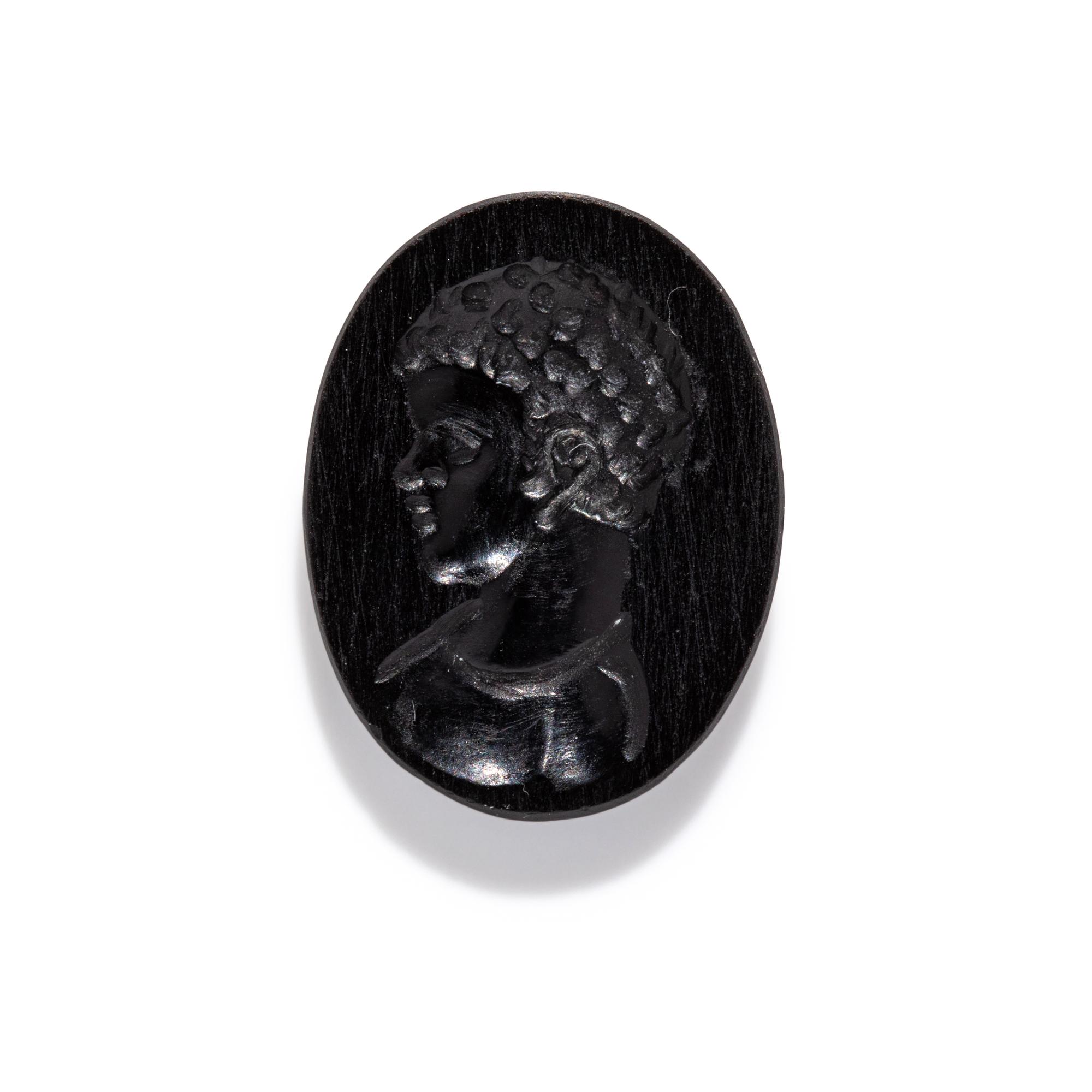 A Roman Black Jasper Ring Stone with a Portrait Head of a Nubian Youth