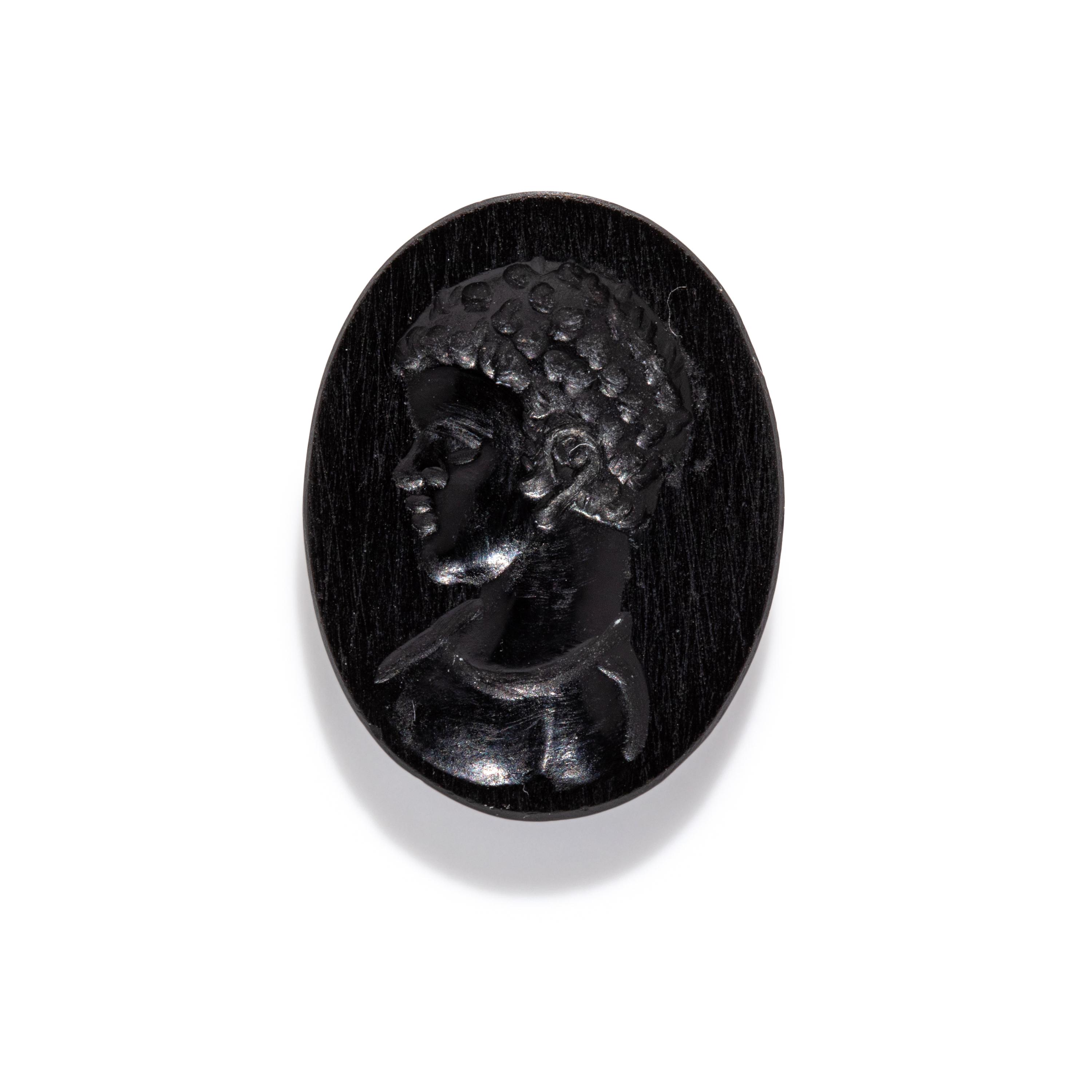 A Roman Black Jasper Ring Stone with a Portrait Head of a Nubian Youth