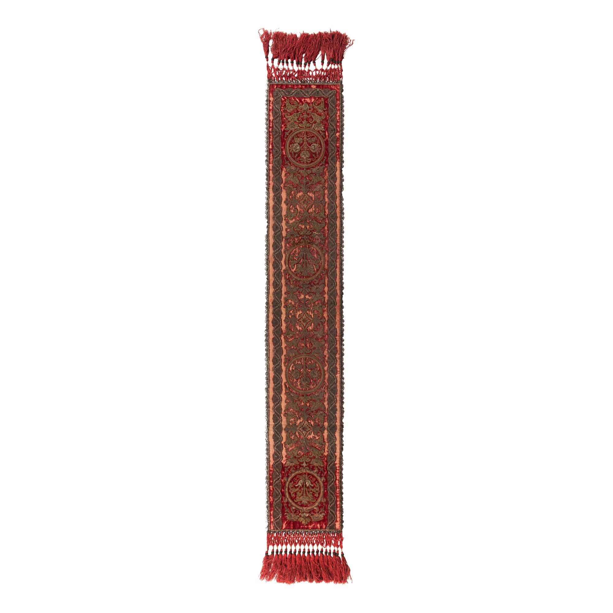 A Silk Velvet, Silver Filé and Chenille Panel, Now Worked as a Runner