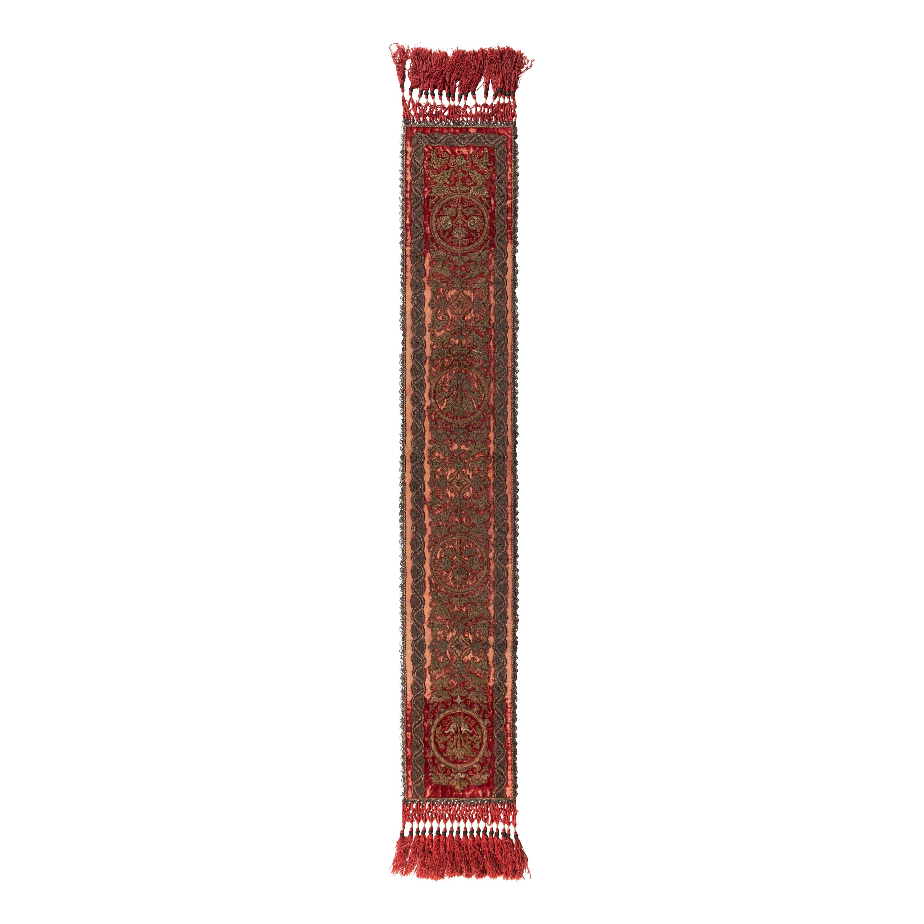A Silk Velvet, Silver Filé and Chenille Panel, Now Worked as a Runner
