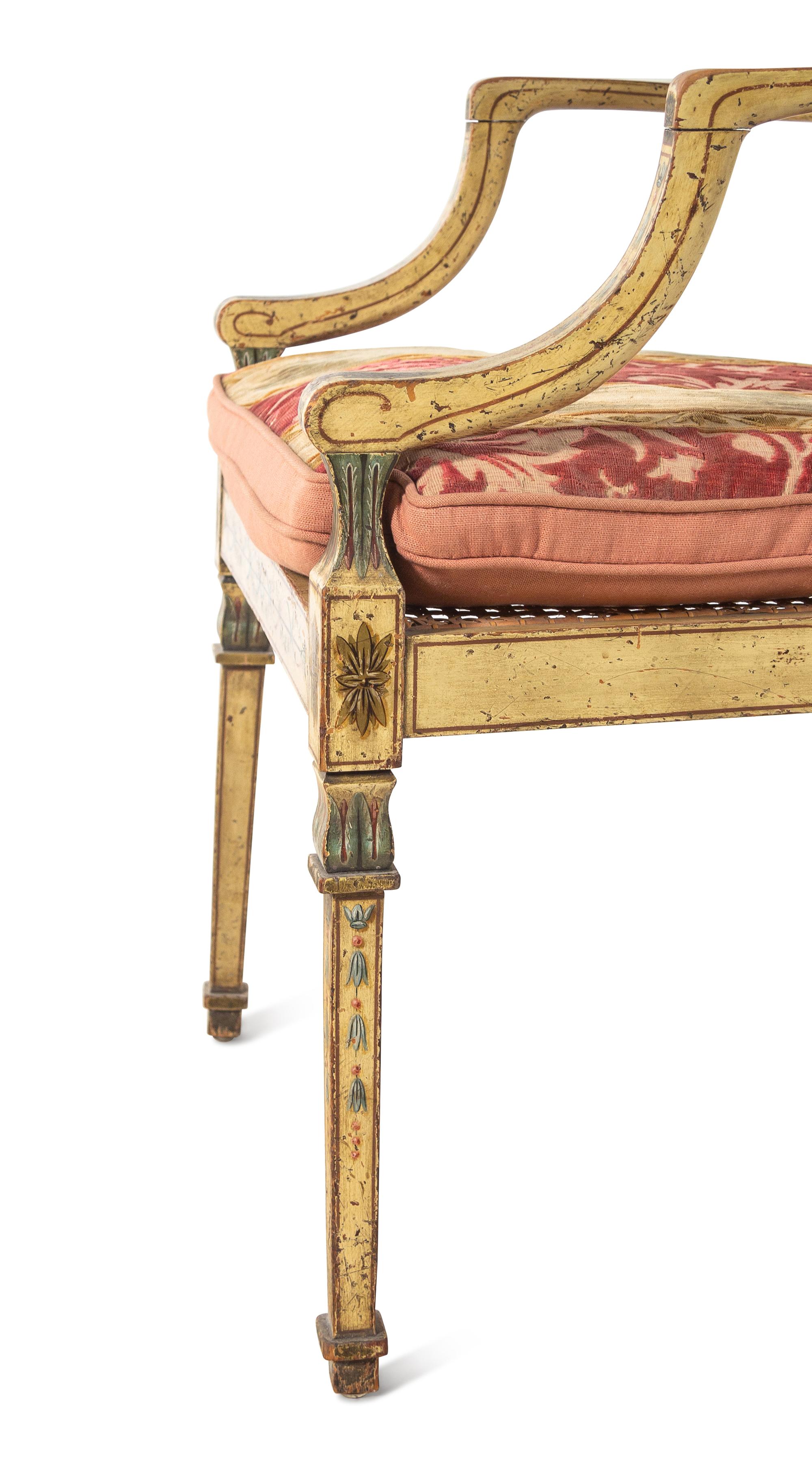 A Pair of George III Painted Armchairs