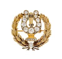 A Georgian Yellow Gold and Diamond Lyre Motif Brooch, 8.60 dwts.