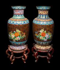 Two Pairs of Large Chinese Cloisonné Baluster Vases