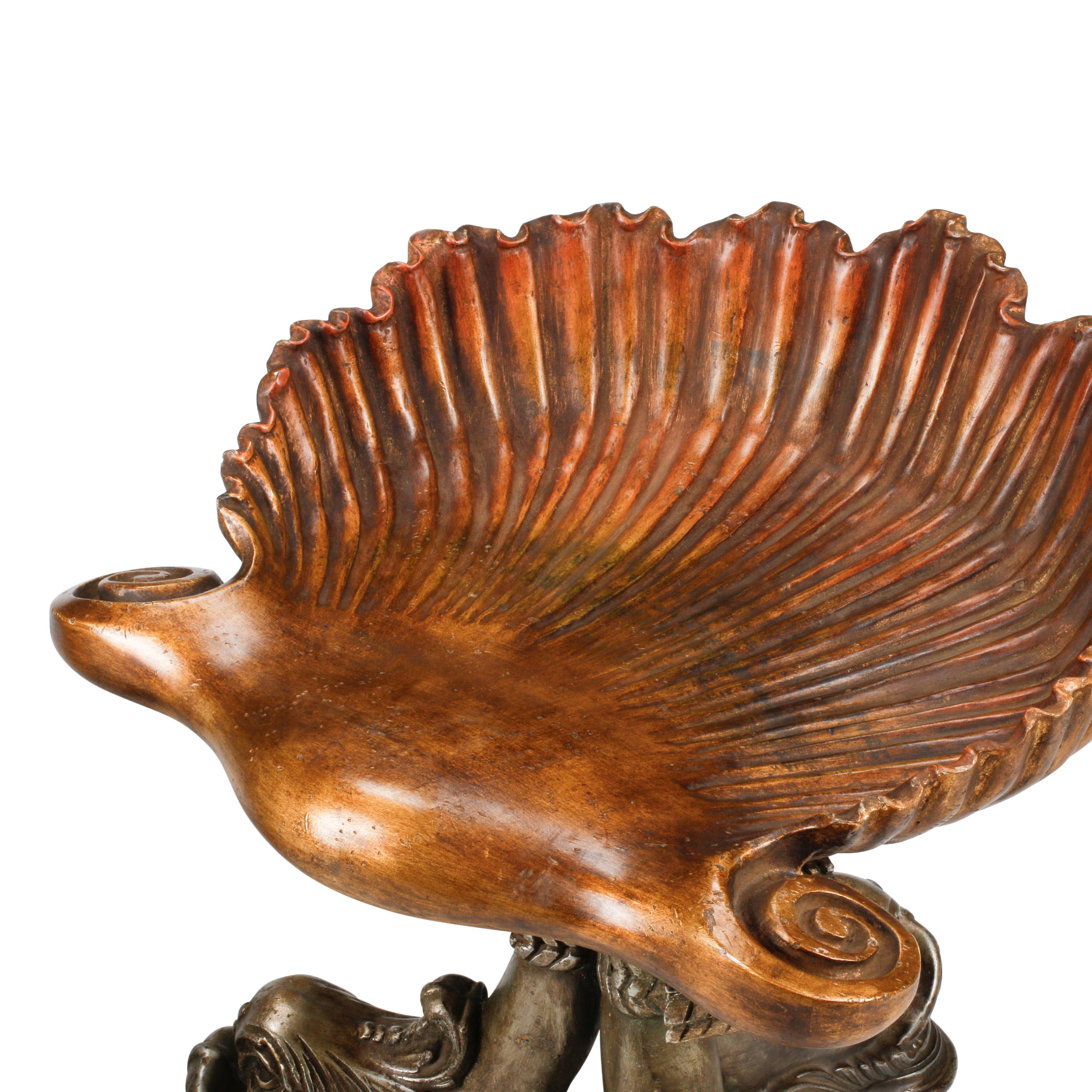 A Pair of Italian "Grotto" Style Shell-Form Piano Stools
