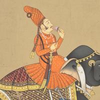 A Painting of a Prince Dressed in Orange Riding an Elephant, Jodhpur School, 20th Century
