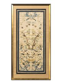 Three Chinese Embroidered Silk Panels